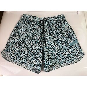Legends Women's‎ Athletic Shorts Small Blue Leopard Print Drawstring Stretch